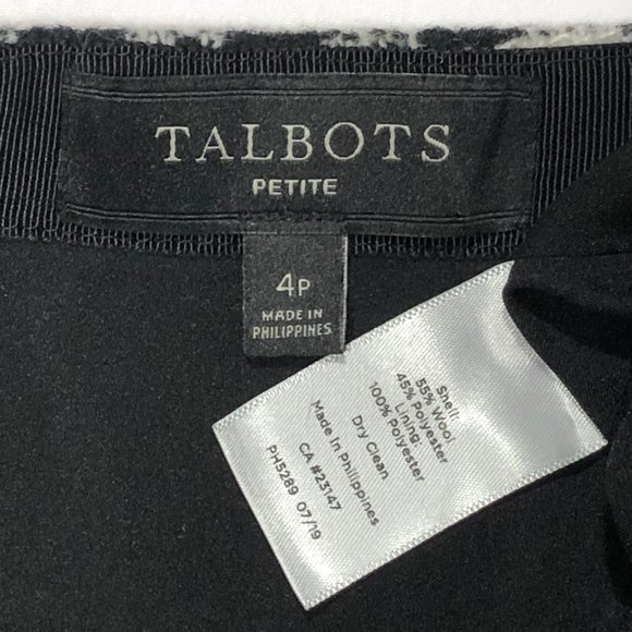 Talbots Womens Size 4P Black and White Checked Wool Blend Skirt - Picture 5 of 7